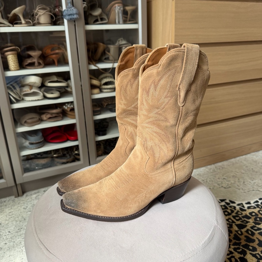Tecovas Women's 8.5 Cowgirl Boot Cowboy The Sadie Suede Toasted Almond Brown